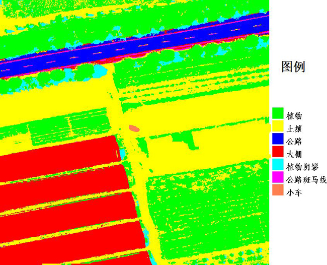 图6  9月25日300 m高光谱图像基于isodata法的分类效果图fig